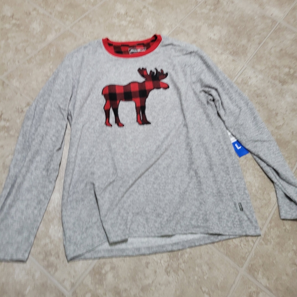 Sleepwear Eddie Bauer 2 Piece Red Plaid Moose Pajama Set Women's Large XL - Picture 7 of 10